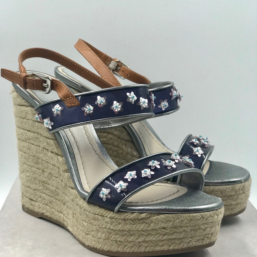 Brand NEW DIOR JOY ESPADRILLE WEGES Blue Size: 37